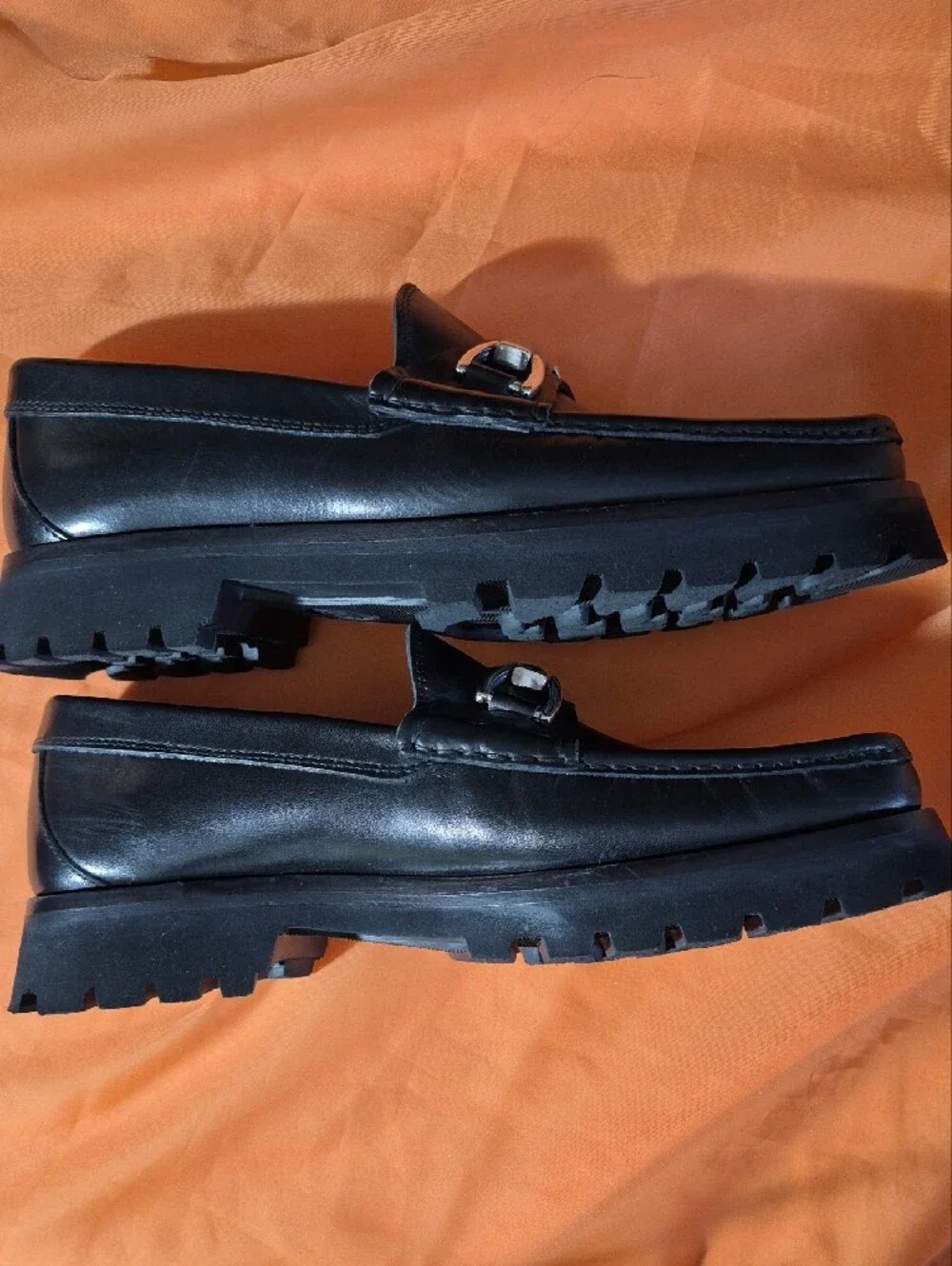 Donald  Pliner Black Leather Bit Loafers with Silver Hardware Mens 8